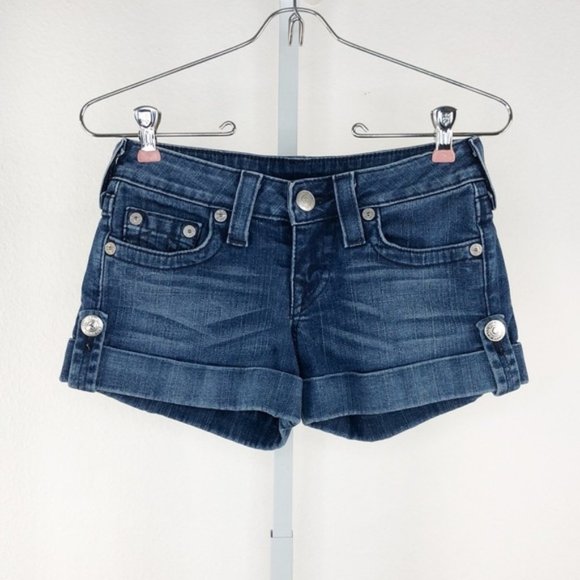 True Religion Pants - True Religion Blue Denim Jess Shorts, 25
